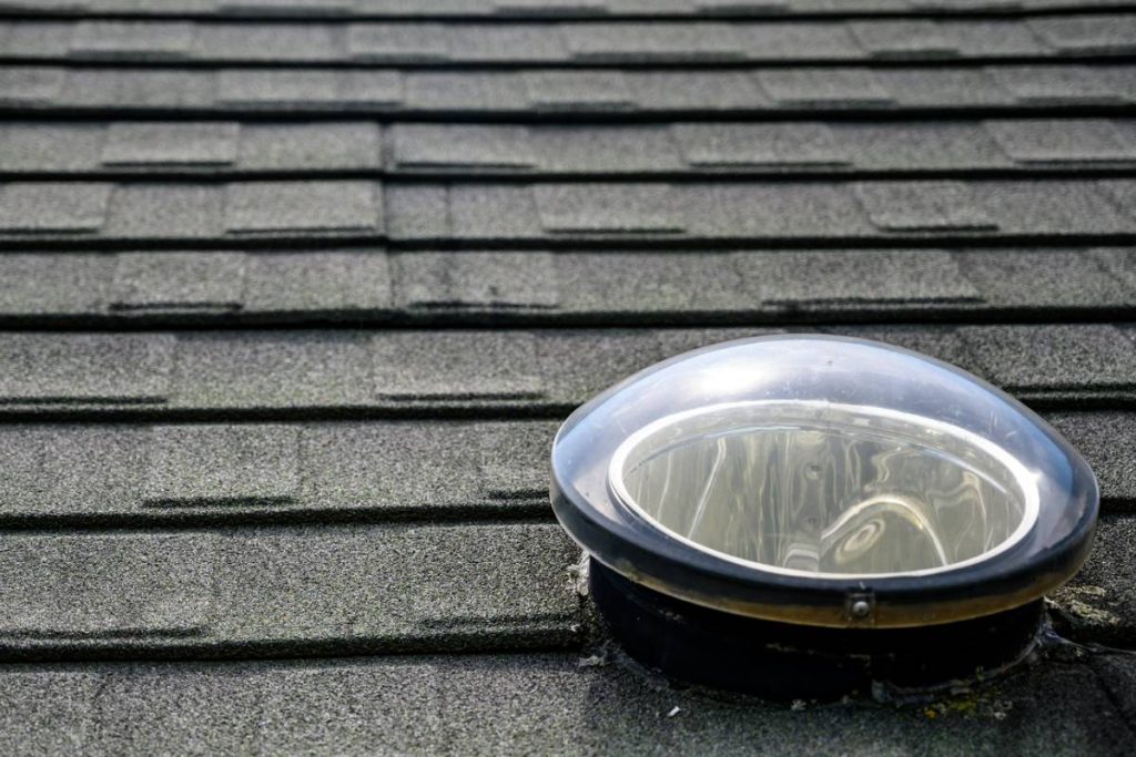round solar tube installed on roof